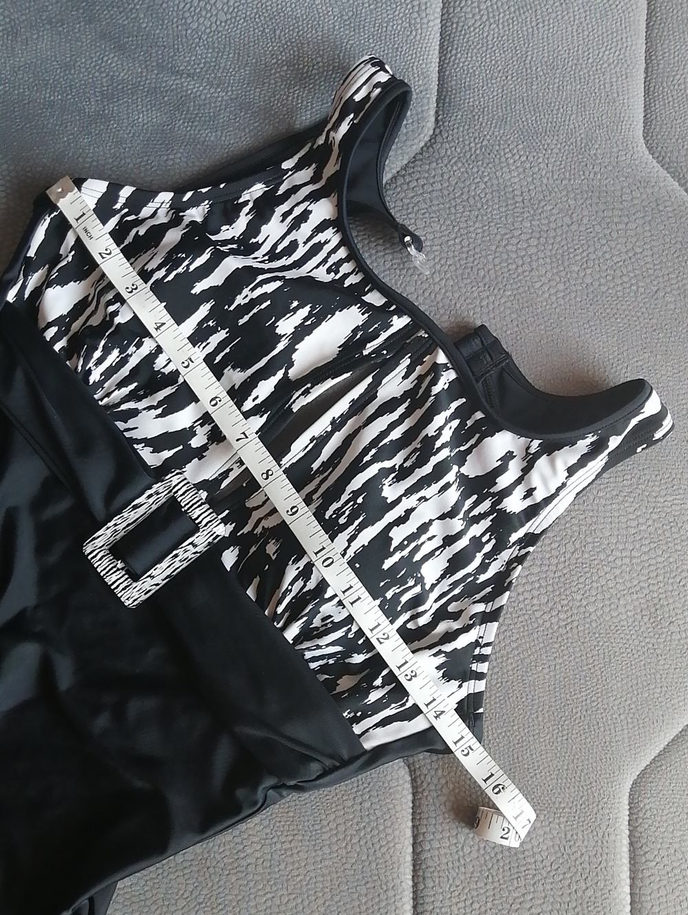 Abstract Zebra Pattern Black White One-piece Swimsuit Aquatic Fitness Aerobics - Picture 7 of 13